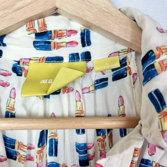 Anthropologie Maeve Tesni Lipstick Swing Button Down Tank Top 2 - Picture 4 of 5